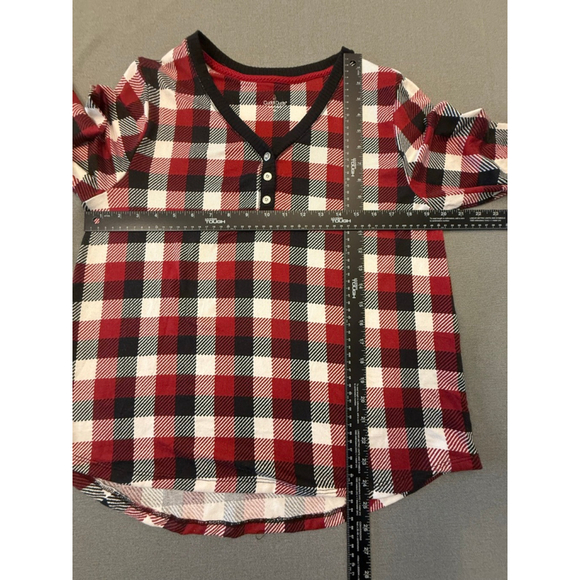 CUDDL DUDS Women's Size M Pajama 2-pc Buffalo Check Henley Long Sleeve Soft Warm - Picture 7 of 10